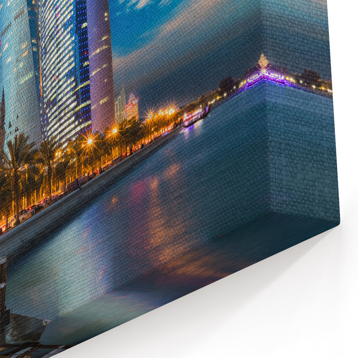 Twilight Doha Skyline Art - Illuminated Cityscape Canvas Print