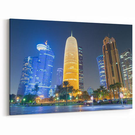 Doha Cityscape Prints - Modern Qatar Night Skyline Art