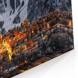Aspen Mountain Wall Decor - Night City Lights and Snowy Ski Slopes