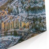 Aspen Scenic Prints - Snowy Mountain Town at Sunset with Winter Landscape