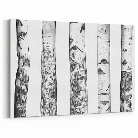 Contemporary Black and White Aspen Tree Design - Aspen Canvas Art