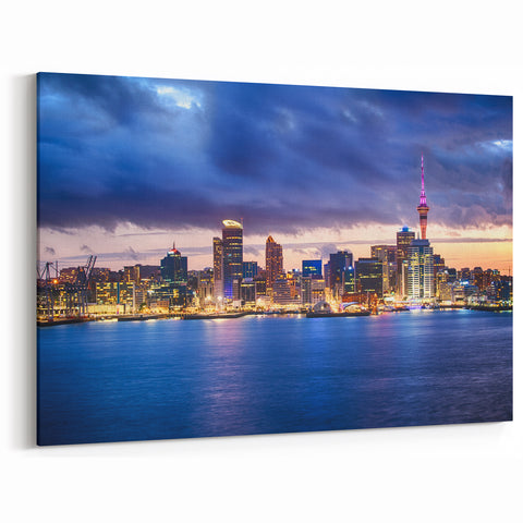 Auckland Twilight Skyline - New Zealand Art Canvas