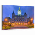 Connecticut Art Prints - Illuminated Capitol Building at Night Photography