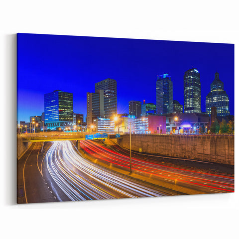 Connecticut Canvas Art - Hartford City Lights Photography