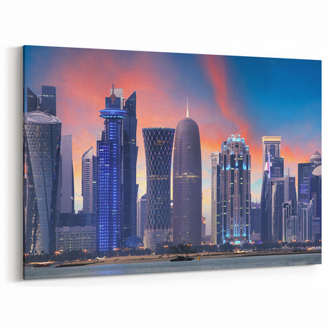 Sunset Over Doha - Vibrant Skyline Canvas Print