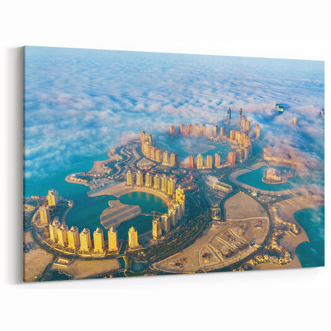 Doha Above the Clouds - Aerial Cityscape Canvas Print