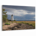 Seaside Lighthouse and Stormy Skies Photography - Connecticut Canvas Art