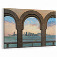 Doha Skyline Through Arches - Iconic City View Canvas Print