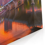Connecticut Scenery Prints - Hartford Skyline with Fiery Sunset Canvas Art