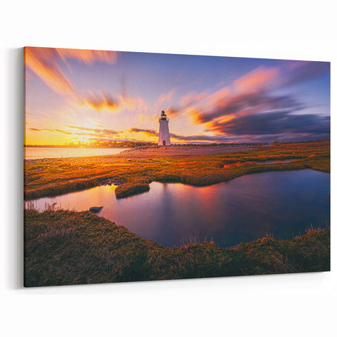 Connecticut Landscape Art - Lighthouse at Sunset Scenic Connecticut Prints