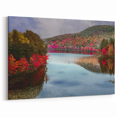 Connecticut Scenery Prints - Autumn Forest Reflections on Lake Connecticut Art