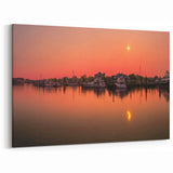 Connecticut Scenic Prints - Sunset Harbor with Boats Coastal Connecticut Art
