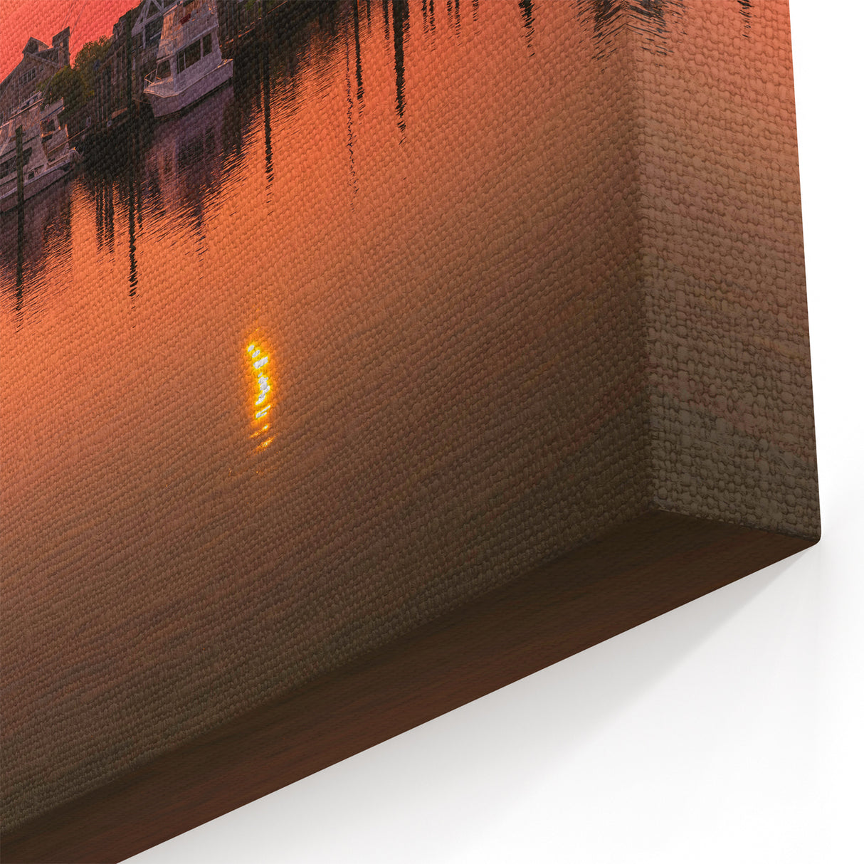 Connecticut Scenic Prints - Sunset Harbor with Boats Coastal Connecticut Art