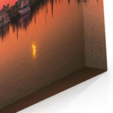 Connecticut Scenic Prints - Sunset Harbor with Boats Coastal Connecticut Art