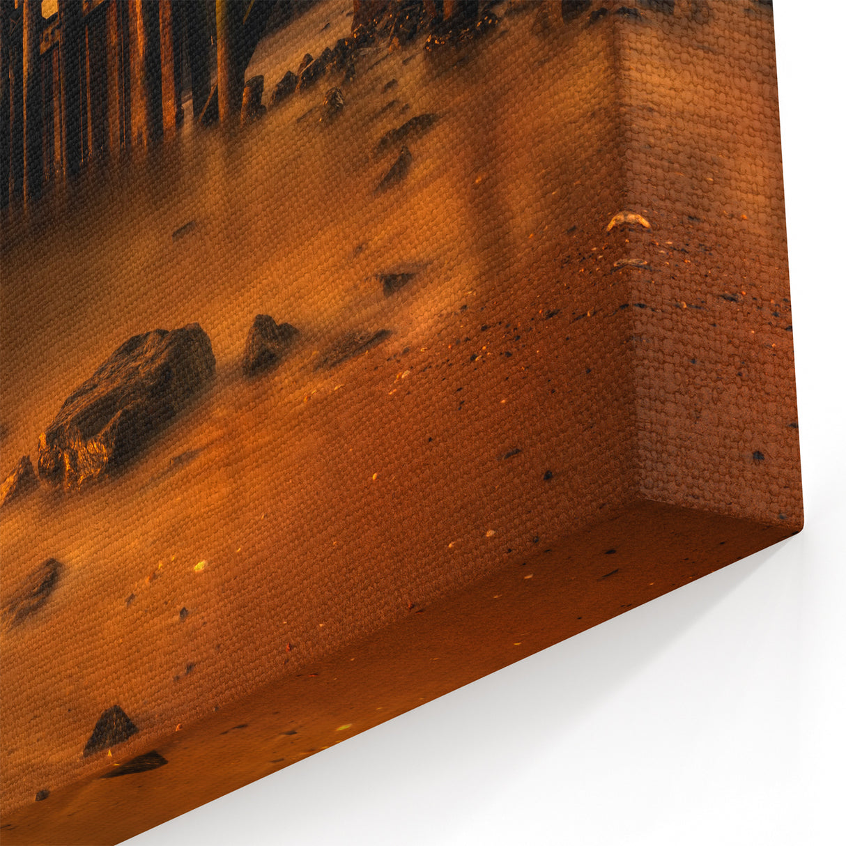 Delaware Coastal Art – Golden Sunset over Pier Scenic Canvas Print