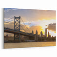 Delaware Cityscape Art – Sunset Skyline and Bridge Scenic Canvas Print