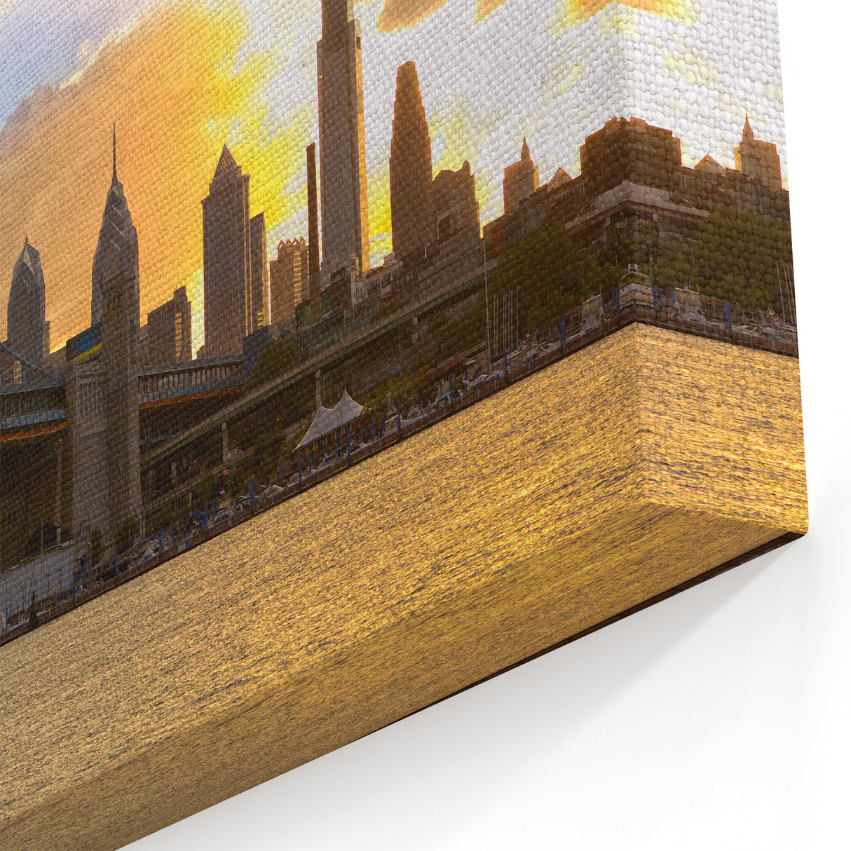 Delaware Cityscape Art – Sunset Skyline and Bridge Scenic Canvas Print