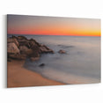 Delaware Coastal Art – Serene Sunset Over Rocky Shoreline Canvas Print