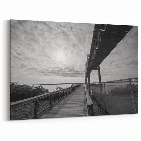 Delaware Wall Art – Black and White Bridge Overlook Scenic Canvas Print