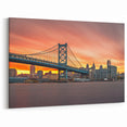 Delaware Cityscape Art – Vibrant Sunset Over Skyline and Bridge Print