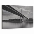Delaware Black and White Art – Scenic Bridge Over River Photography Print