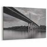 Delaware Black and White Art – Scenic Bridge Over River Photography Print