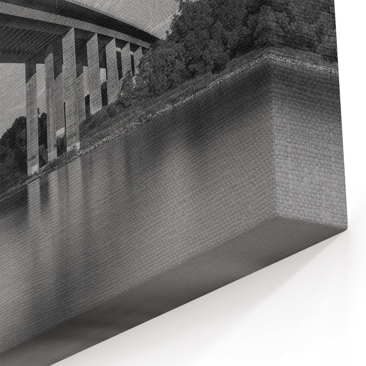 Delaware Black and White Art – Scenic Bridge Over River Photography Print