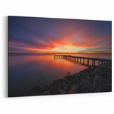 Vibrant Sunset Over Pier and Calm Waters Print - Delaware Coastal Art
