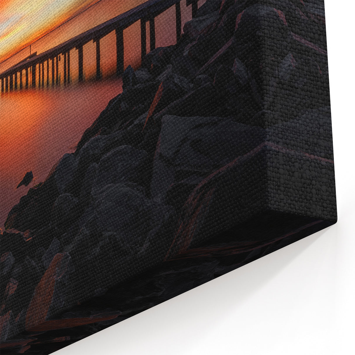 Vibrant Sunset Over Pier and Calm Waters Print - Delaware Coastal Art