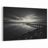 Delaware Wall Art - Serene Coastal Pier in Black and White Canvas Print