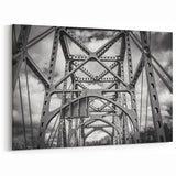 Delaware Landscape Canvas - Steel Bridge Architecture in Black and White