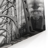 Delaware Landscape Canvas - Steel Bridge Architecture in Black and White
