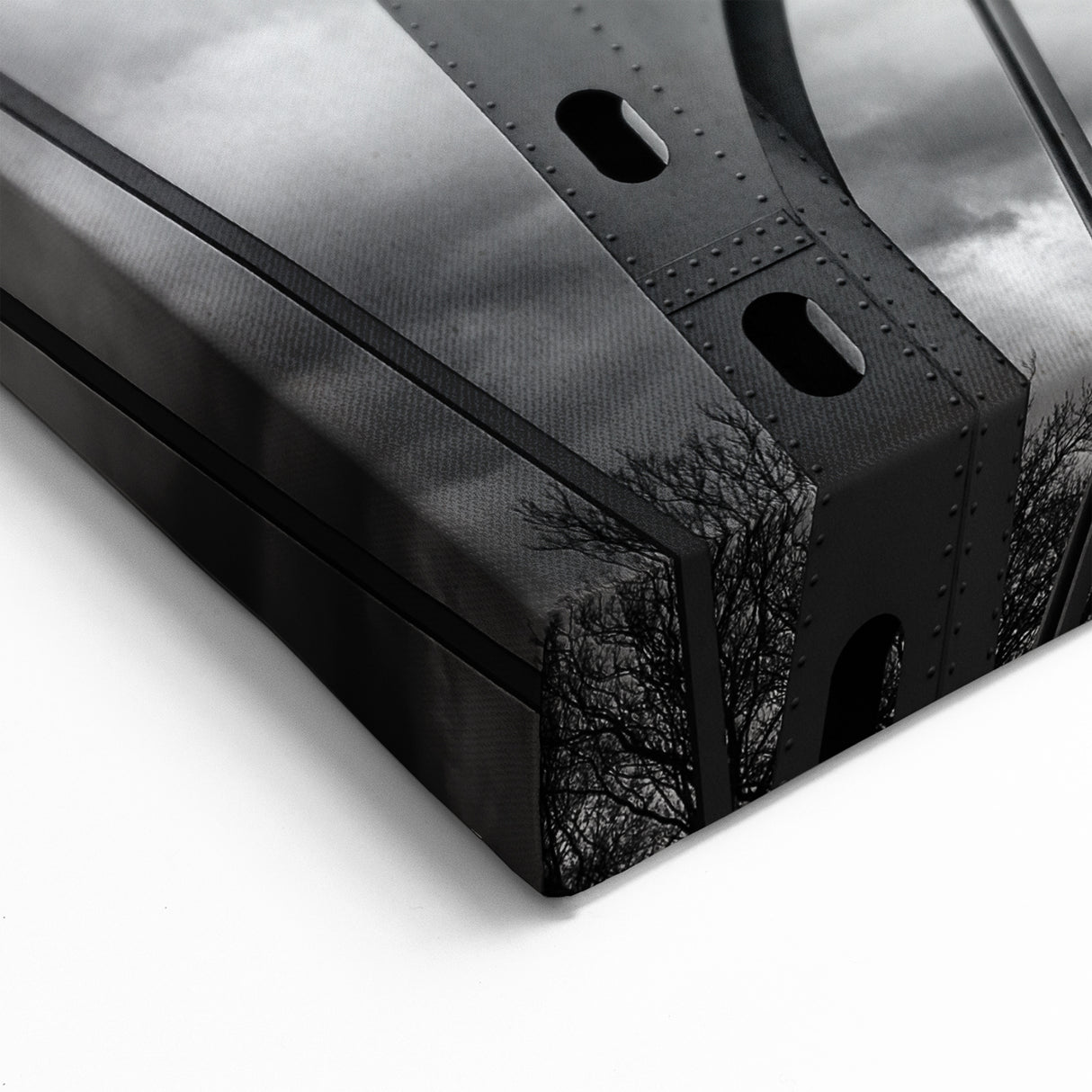 Delaware Landscape Canvas - Steel Bridge Architecture in Black and White