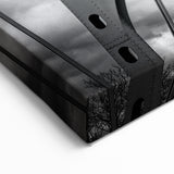 Delaware Landscape Canvas - Steel Bridge Architecture in Black and White