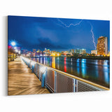 Delaware Coastal Art - Night Cityscape with Lightning Photography Print