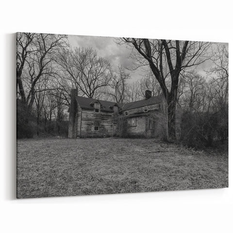 Delaware Landscape Canvas - Abandoned House in Black and White Print