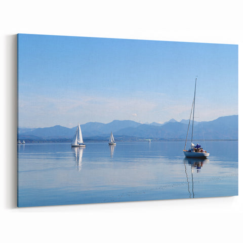 Bavaria Wall Art - Serene Sailing on Bavarian Lake with Alps