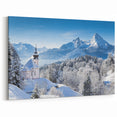 Bavaria Canvas Prints - Snowy Bavarian Church and Alps Winter Scene