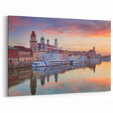 Bavarian Scenery Art - Vibrant Sunset over Passau Cityscape