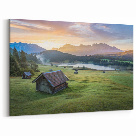 Germany Landscape Prints - Bavarian Countryside Sunrise Over Lake