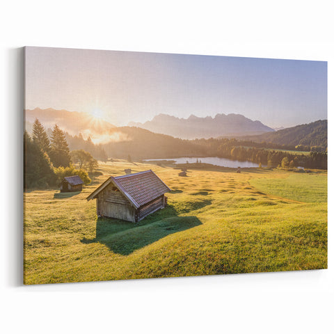 Bavarian Alps Art - Golden Sunrise Over Peaceful Bavarian Countryside