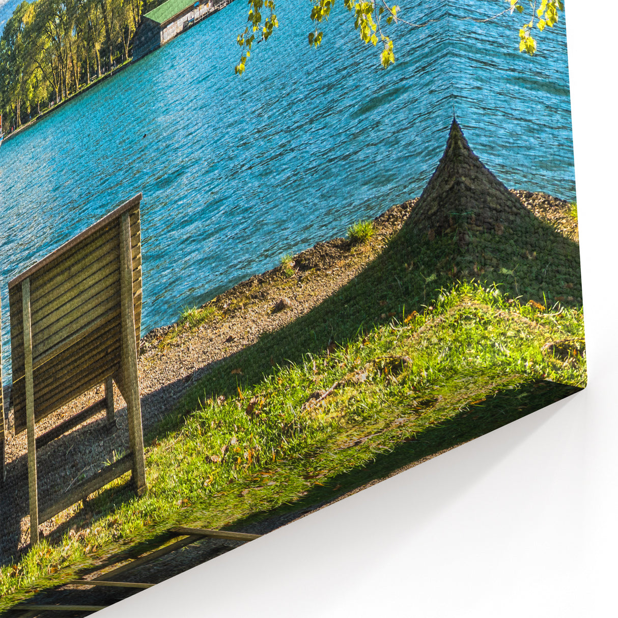 Bavarian Scenery Art - Peaceful Lake and Boat with Mountain View