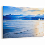 Bavarian Alps Art - Frozen Lake in Winter with Mountain Backdrop