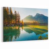 Bavarian Scenery Art - Mountain Reflections in Tranquil Forest Lake