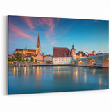 Bavarian Scenery Art - Twilight Over Historic Regensburg Cityscape