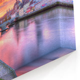 Bavaria Wall Art – Regensburg Sunset Cityscape Over Stone Bridge