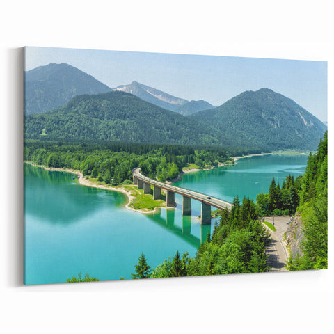 Germany Landscape Prints – Bavarian Lake and Alpine Bridge View