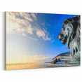 Bavarian Alps Art – Lion Sculpture and Lakeside Serenity