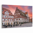 Bavarian Scenery Art – Half-Timbered Buildings and Sunset Sky