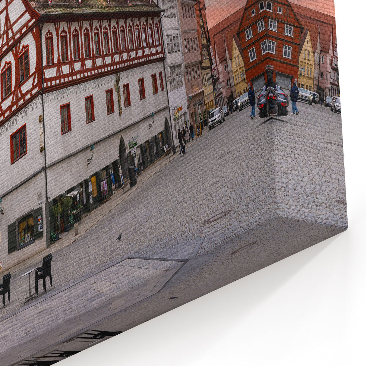 Bavarian Scenery Art – Half-Timbered Buildings and Sunset Sky